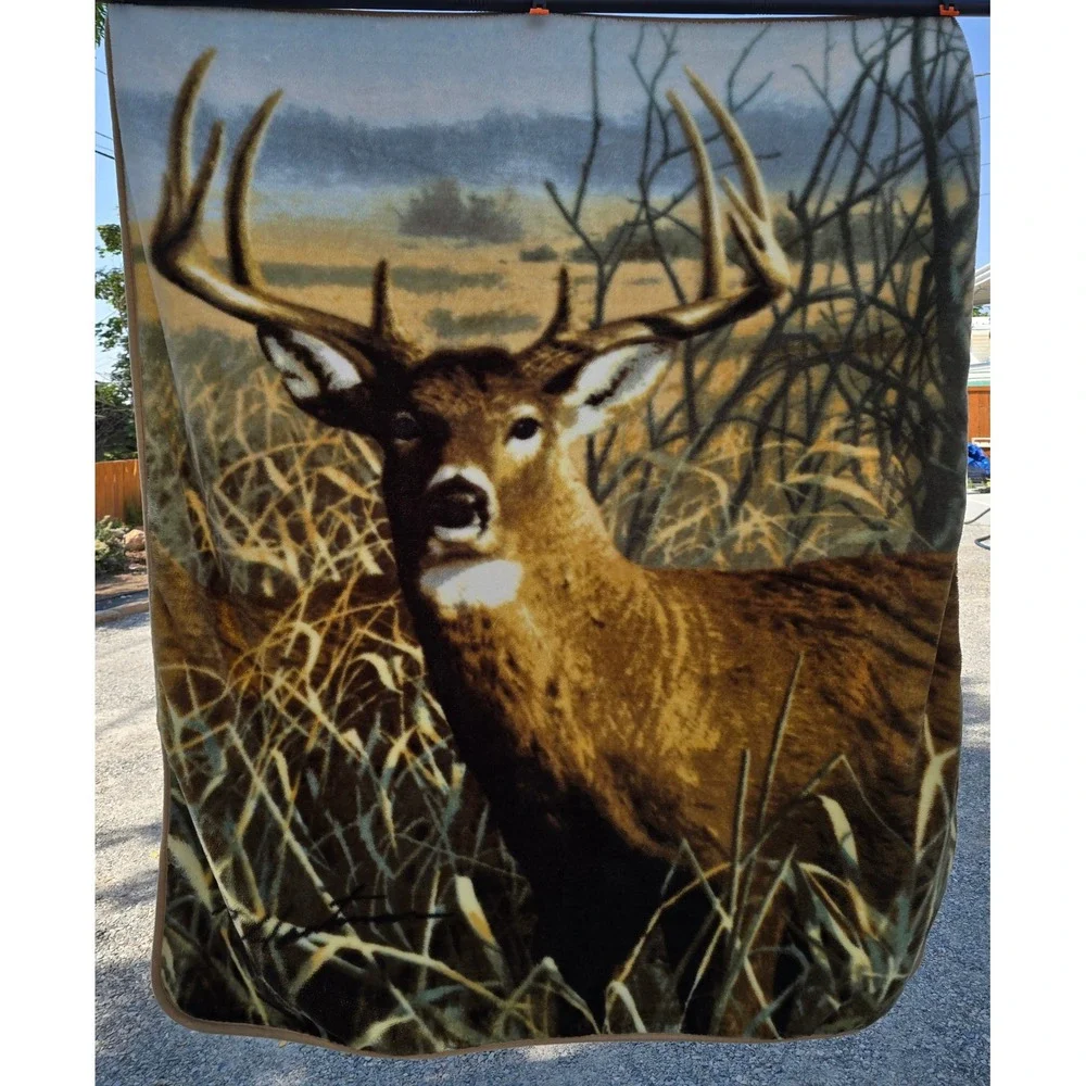 Vintage Northwest R. Hautman Deer Throw Blanket 63x49